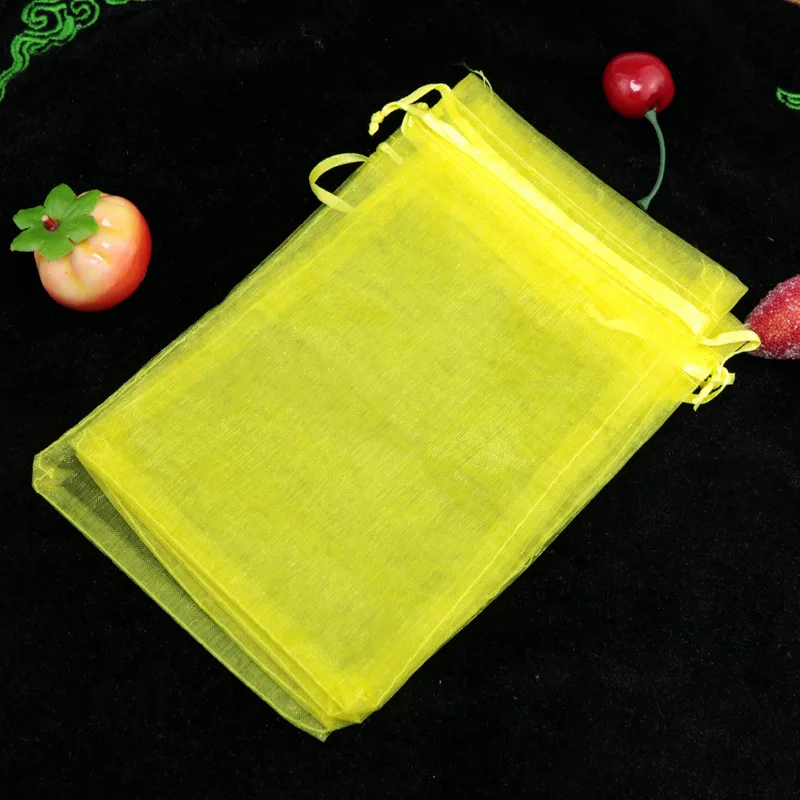 50 шт. 35x50 см прозрачные шифоновые сумки из органзы для коробка для свадебных сувениров упаковка Рождество Хэллоуин год большие подарочные мешки - Цвет: Цвет: желтый