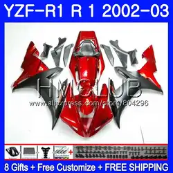 Корпус для YAMAHA YZF-1000 YZF R 1 YZF 1000 YZFR1 02 03 109HM10 YZF1000 YZF R1 2002 2003 YZF-R1 03 02 Обтекатели Frame красный жемчуг blk