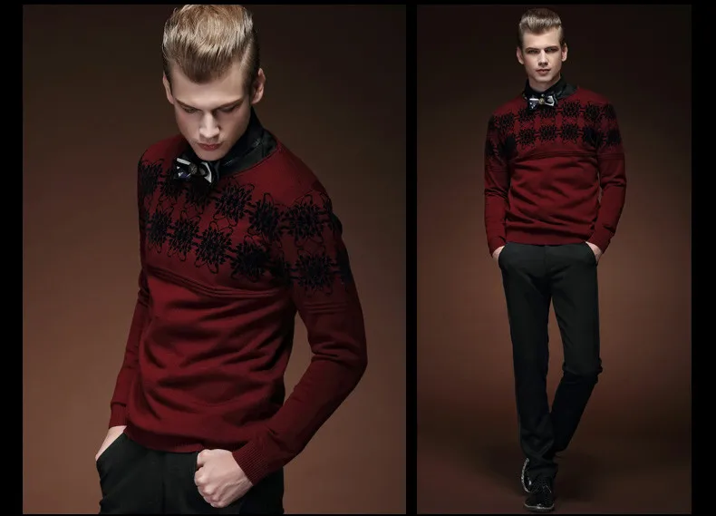 Мужской Для мужчин; модные повседневные весенние новинка Для мужчин красный вязаный свитер тонкий Для мужчин 15503 распродажа