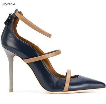 

2019 New fashion women velvet pumps thin heel party shoes three strap pumps point toe high heels zip up dress shoes wedding heel