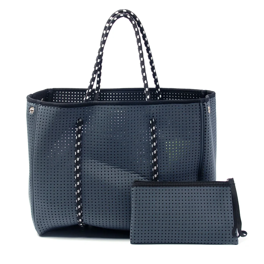 

Wholesale Hollow Handbag Neoprene Beach Tote Bag With Matching Wallet Large Neoprene Purse DOM103771