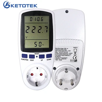 Medidor de potencia de CA con enchufe europeo, vatímetro Digital, Monitor de vatios, Analizador de consumo de electricidad, toma de medición 1