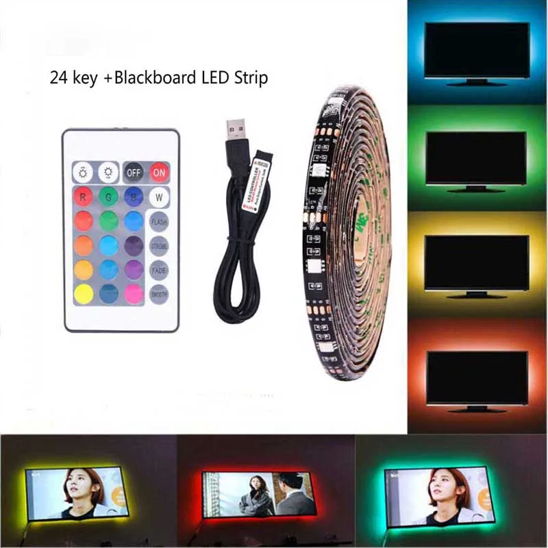 Светодиодная лента 5 В 1 м/2 м водонепроницаемая RGB 5050SMD 16 цветов для фонового