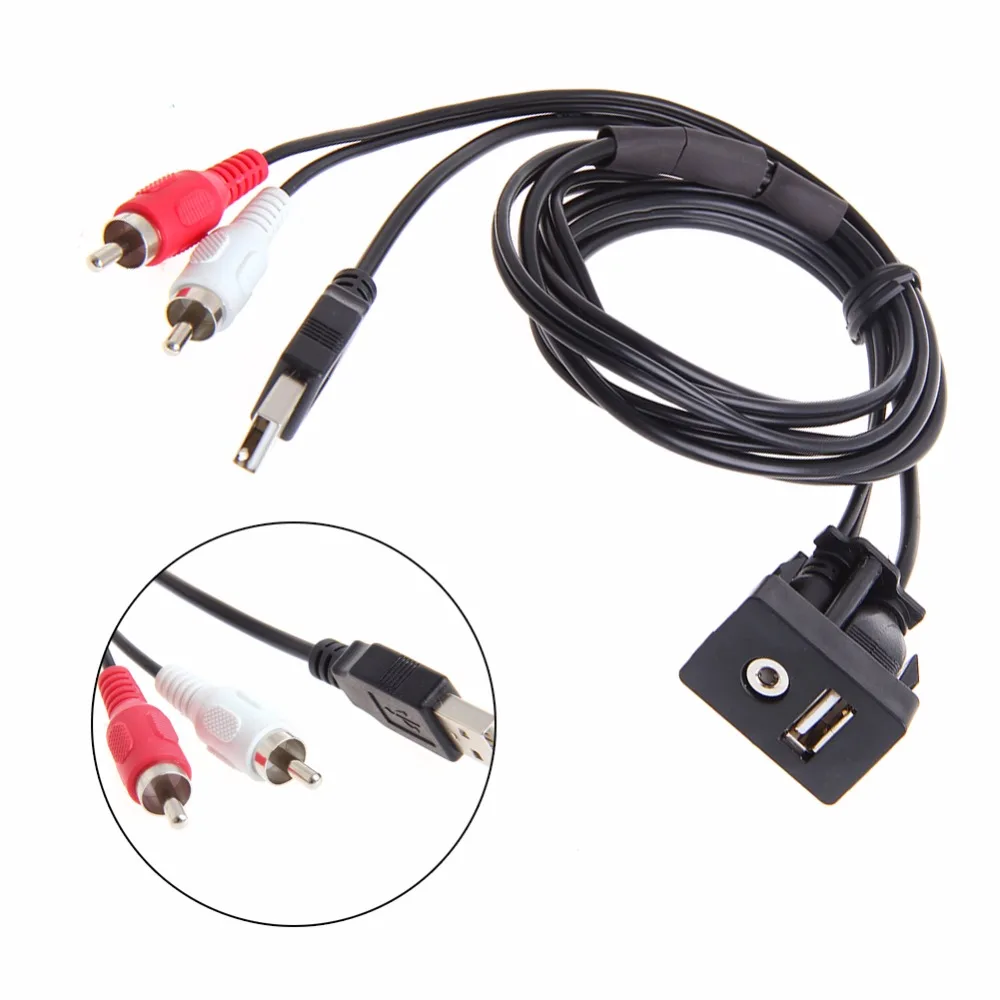 1m 3.5mm Usb Aux Stereo Cable Female To 2 Rca Male Car Boat Mot Flush Mount  - Audio & Video Cables - AliExpress
