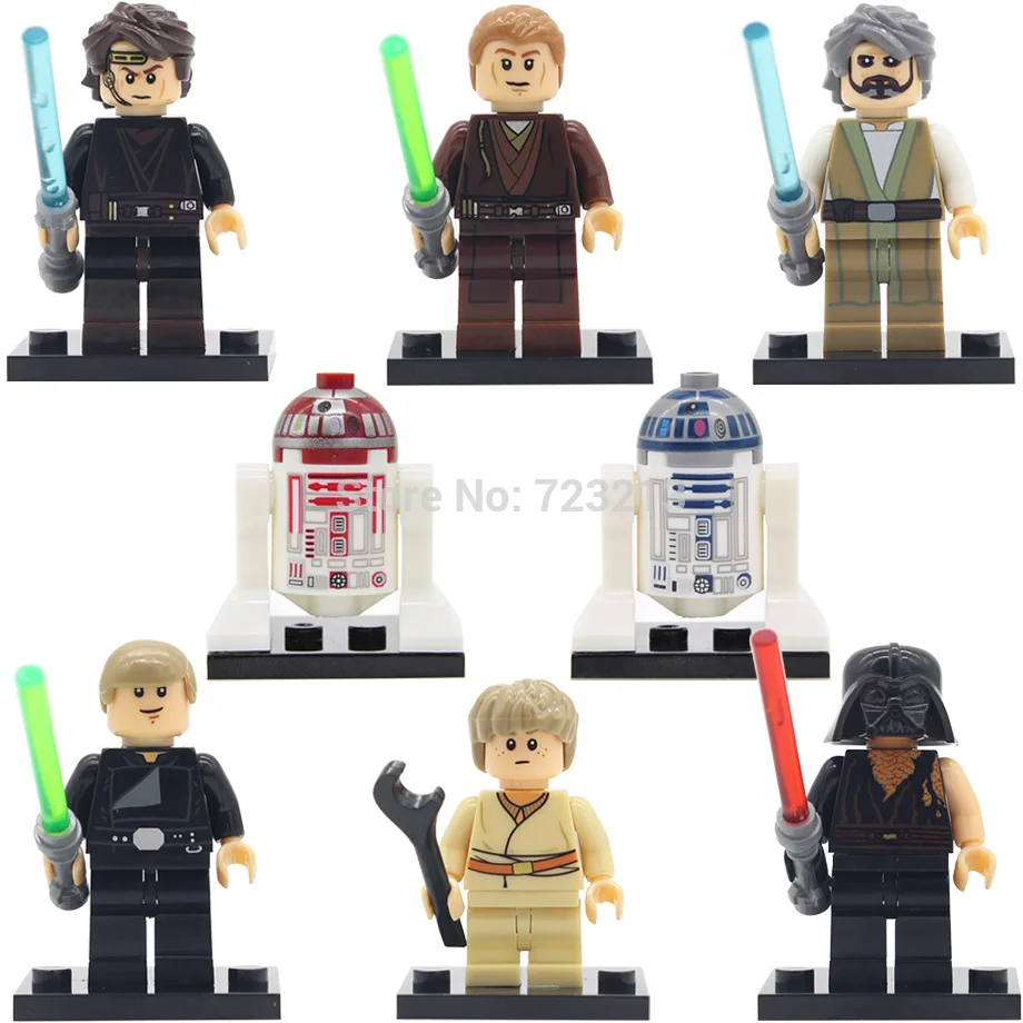 

Figure R2D2 Old Luke Child Anakin Skywalker Jedi Knight Sith Warrior R4P17 Legoingly Building Blocks Model Toys X0124