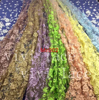 

mx002# 5yards/bag best quality offwhite/green/blue 3d embroidery luxury tulle mesh lace for wedding/evening dress