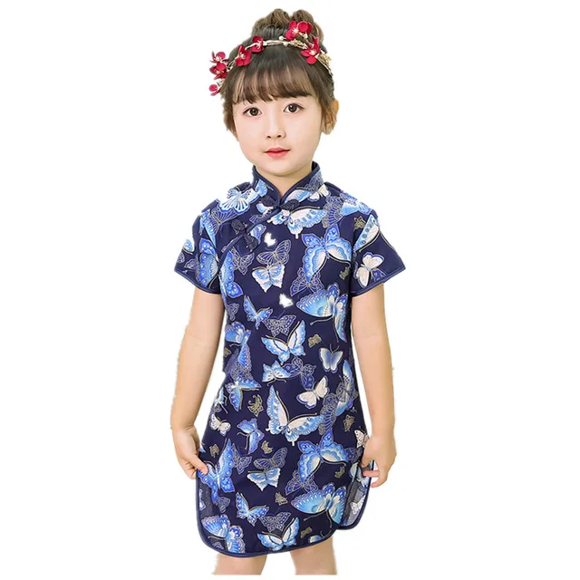 Dress kids girls party princess dresses children elegant wedding year christmas costume larger 2019 Baby Girl Slim Dress Chinese Traditional Children Clothes Cotton
