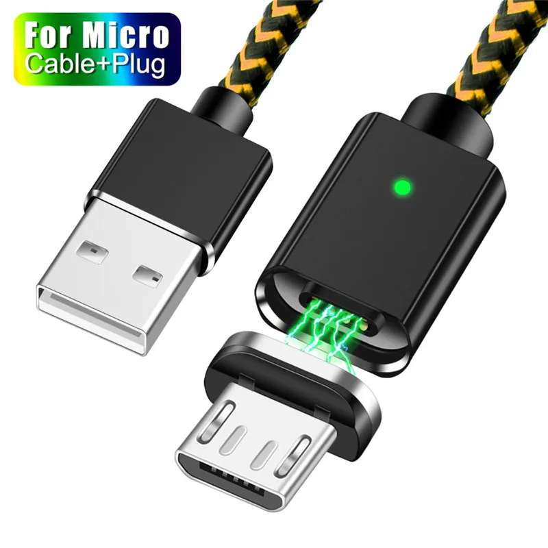 Олаф магнитное зарядное устройство USB кабель для передачи данных для iPhone Micro USB Type C мобильный телефон Быстрая зарядка магнит Зарядное устройство USB кабель 3 штекера - Цвет: Black Micro Cable