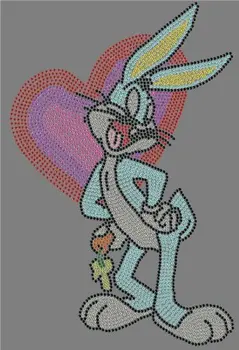 

Easter Bunny rabbit hot fix rhinestone applique patch iron on crystal transfers design designs iron on transfer for child shirt