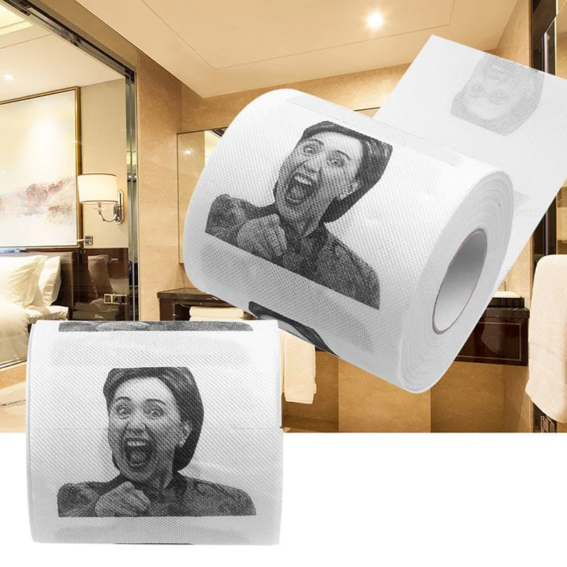 Новое поступление, 1 шт., хильари Клинтон, смешная, с открытым ртом, забавная, хильари, Диана Клинтон, юморная туалетная бумага, смешной рулон, шалость, Подарочная ткань
