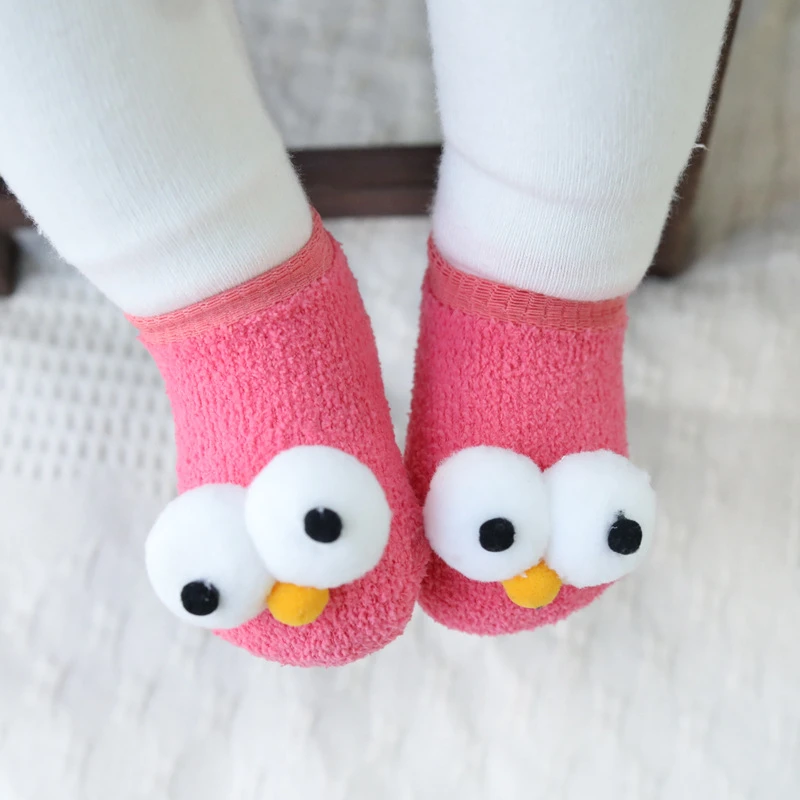 New Baby Indoor Floor Socks Non-slip Boys Girl Shoes Big Eyes Cute Toddler Socks