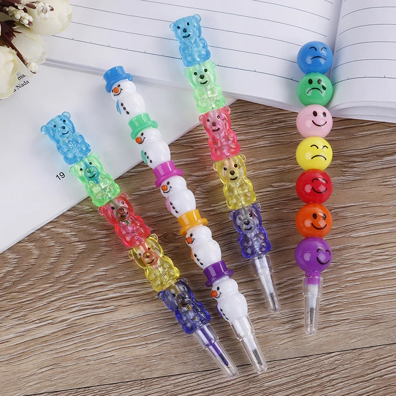 

5/7 Colors Cute Stacker Swap Smile Face Crayons Children Drawing Gift