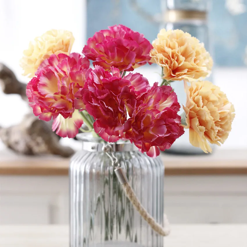 Artificial Flowers 28Cm Carnation Mother's Day Gift Silk Flower Table Decoration Home Decoration Bouquet Multicolor Optional JH71 (7)