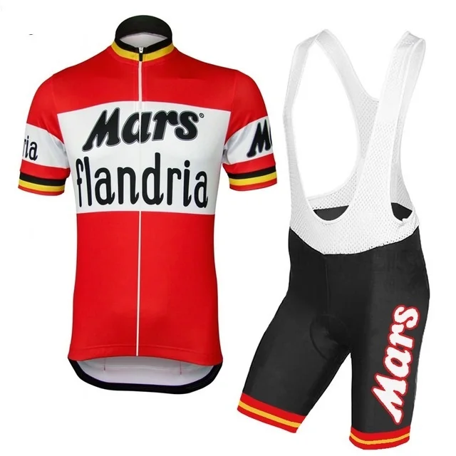 

2018 MARS FLANDRIA Retro Classical Men's Cycling Jersey Short Sleeve Bicycle Clothing With Bib Shorts Quick-Dry Ropa Ciclismo