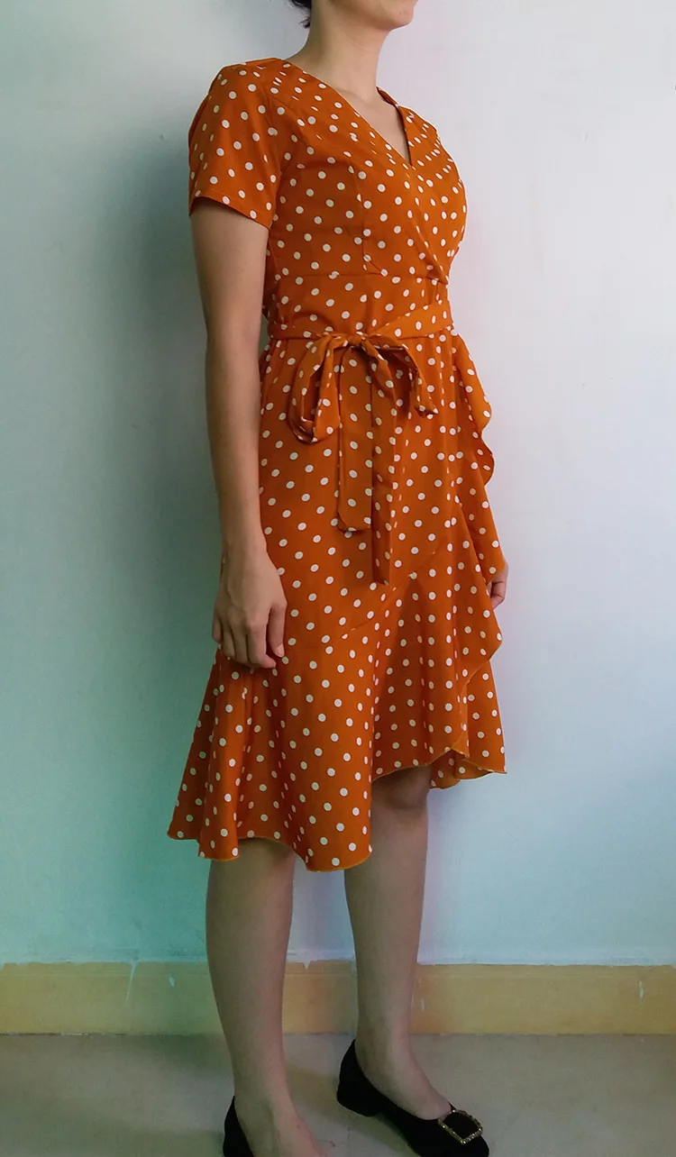 ALPHALMODA модное плиссированное платье в горошек, летнее элегантное шифоновое платье с v-образным вырезом и короткими рукавами, облегающее платье с поясом