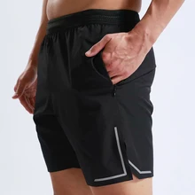 Мужские спортивные шорты для бега Спортивная быстросохнущая дышащий марафон футбол теннис тренировки тренажерный зал бег шорты карман на молнии