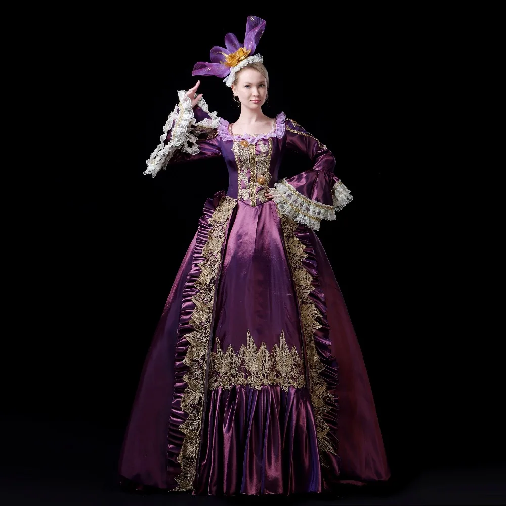 Фиолетовое французское платье Marie Antoinette в стиле рококо 18 го века готическое
