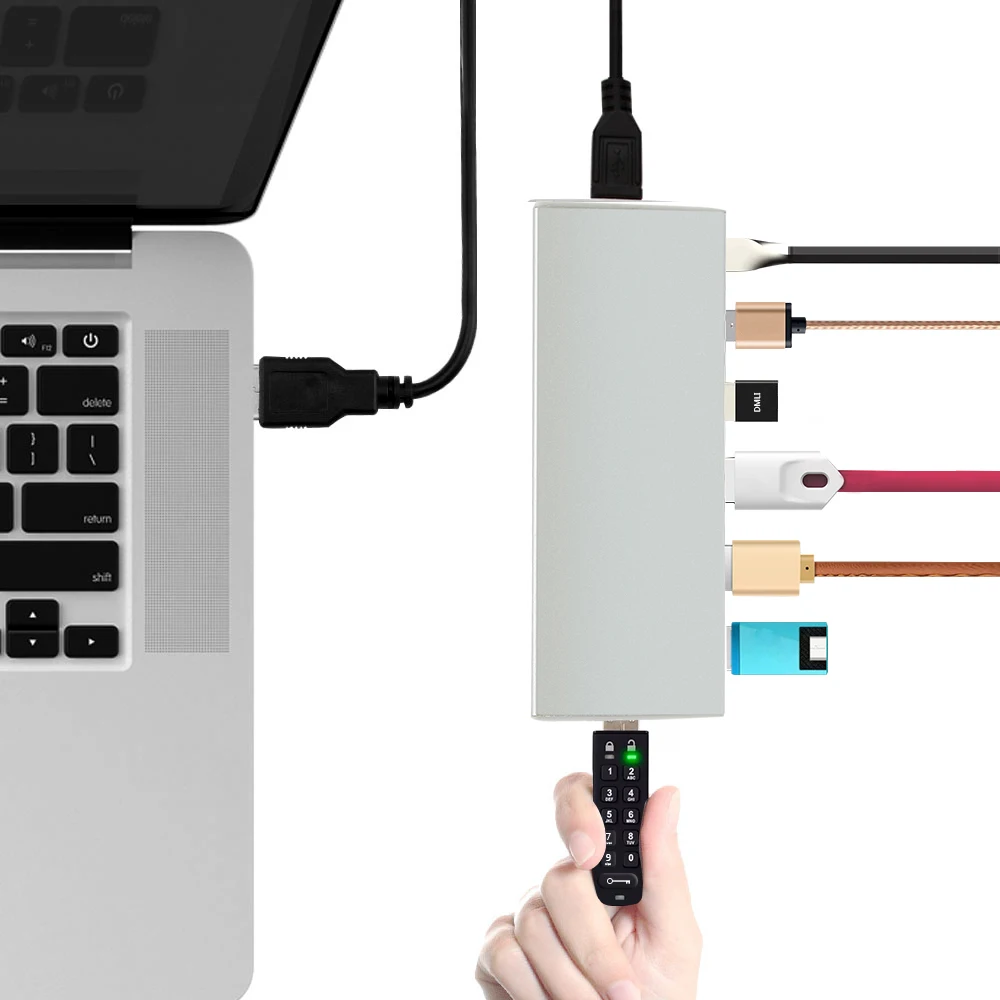 CHUYI 7 In 1 USB Hub Adapter Multi-function USB Hub Splitter Power Supply For Note 7 For Laptop PC Computer Fast Transmission