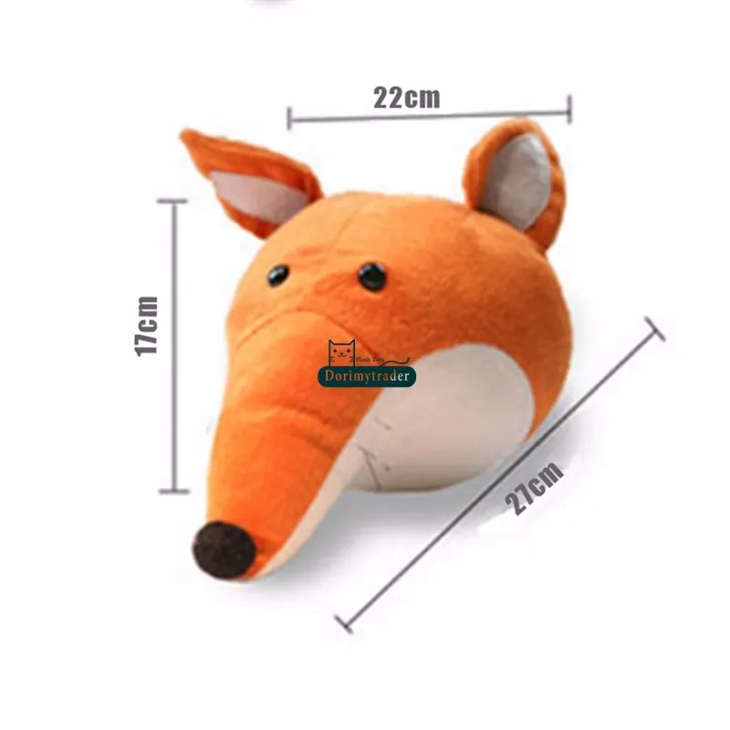 Dorimytrader Pop Anime Realistic Animals Heads Elephant Fox Panda Deer Rhinoceros Plush Toys Animal Wall Hanging Nice Home Decoration Doll DY61780(17)