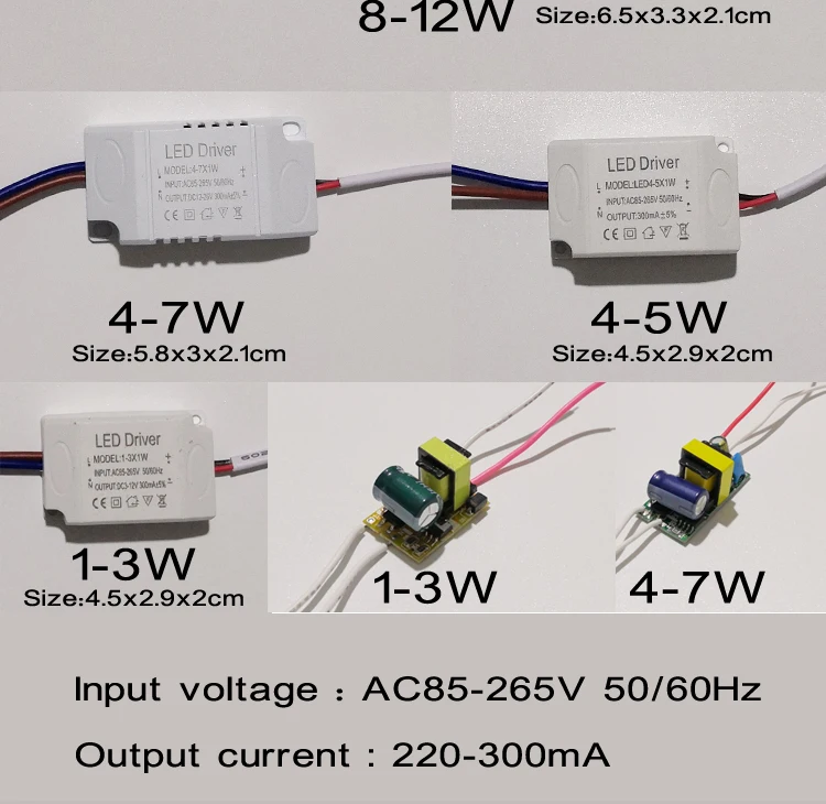 Безопасный и изолированные светодиодный драйвер 1-36 Вт для внутреннего освещения трансформатор для осветительных приборов input 85-265V 50/60 Гц ток на выходе 220-300mA