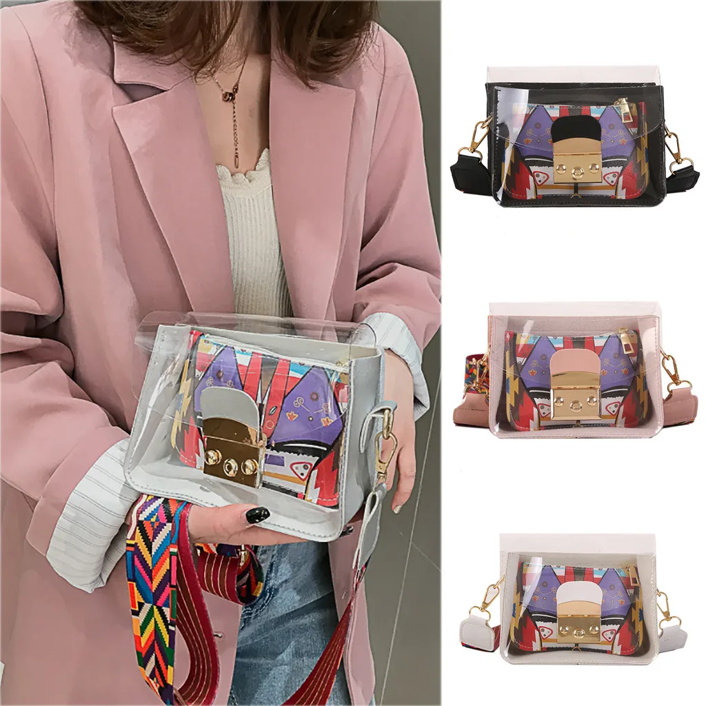 Прозрачная желеобразная сумка с модным трендовым узором, квадратная сумка через плечо, женская сумка через плечо, Bolsas De Mujer
