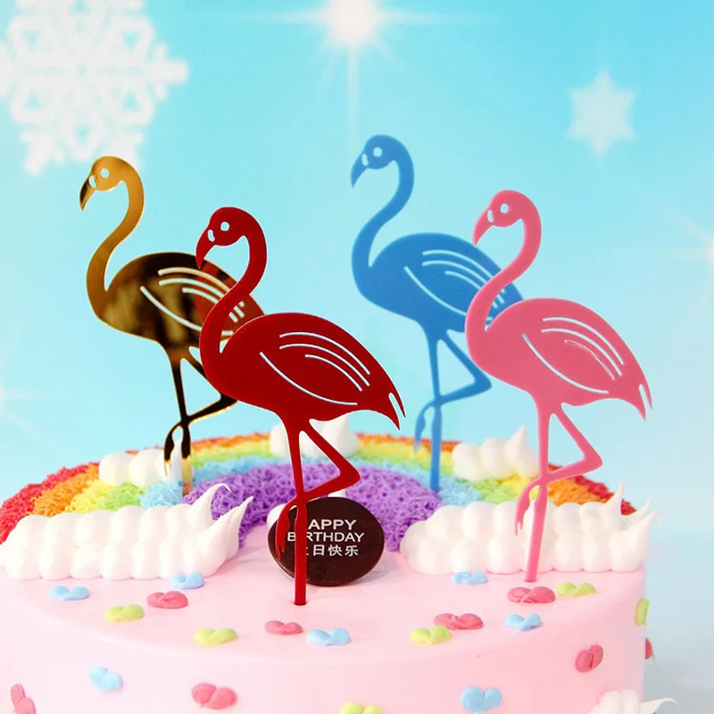 

Festival Supplies Cake Decorations 2PCS/Set Acrylic Cake inserted card Flamingo Wedding Cake flag Birthday Party