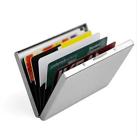 

3pcs/ Stainless Steel RFID Blocking Business Credit Card Holder Case Protect Your Bank Debit, ID Card holder Metal Travel Wallet