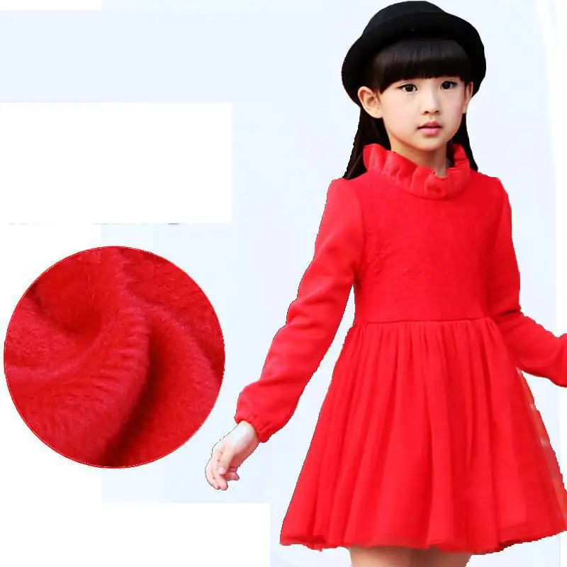 

2018 Christmas Thick Warm Winter Spring Long Sleeve Kids Girls Lace Dress Princess School Dresses For Girl Back to School Outfit