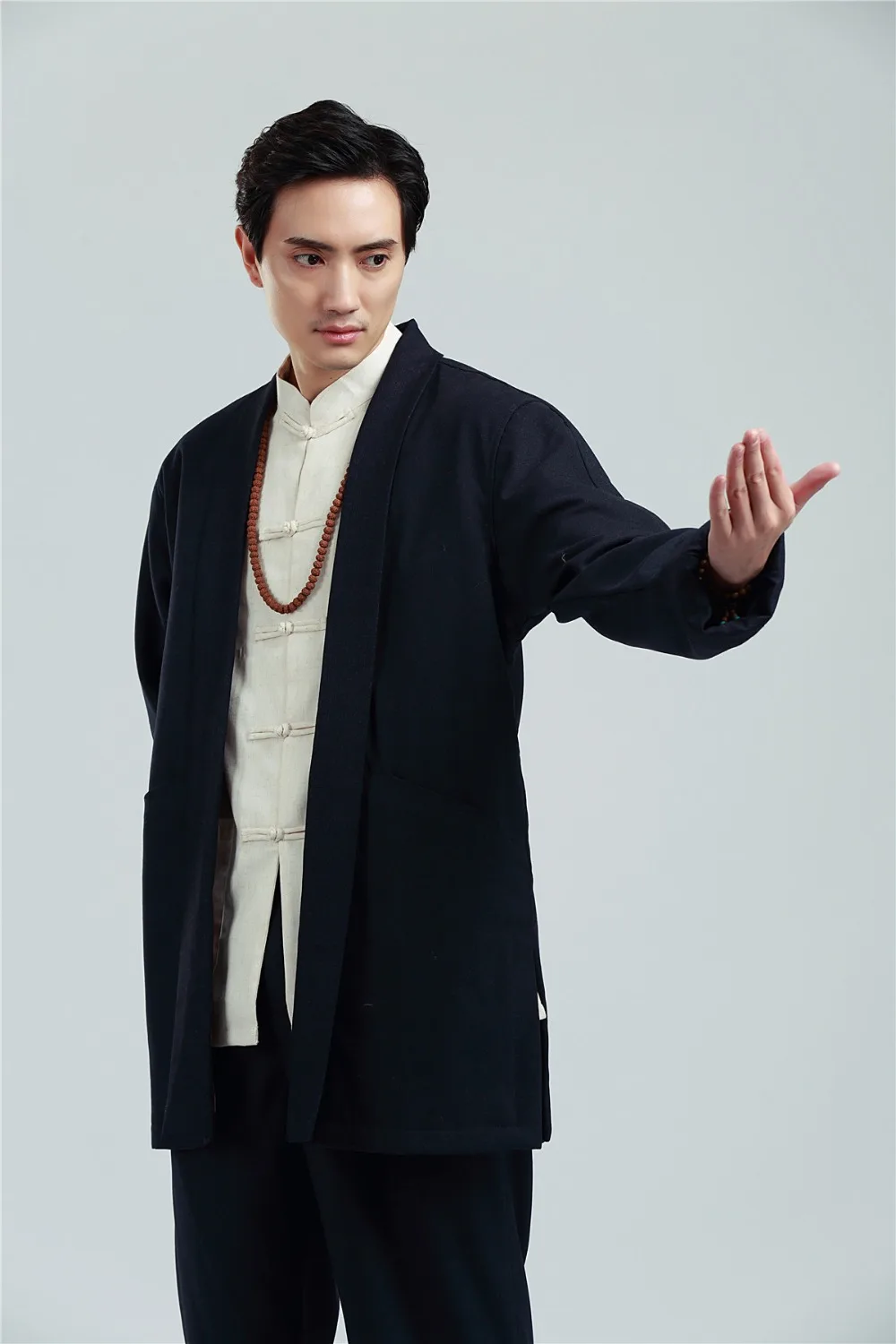 Shanghai Story Men's Long Coat Chinese style single Breasted Trench