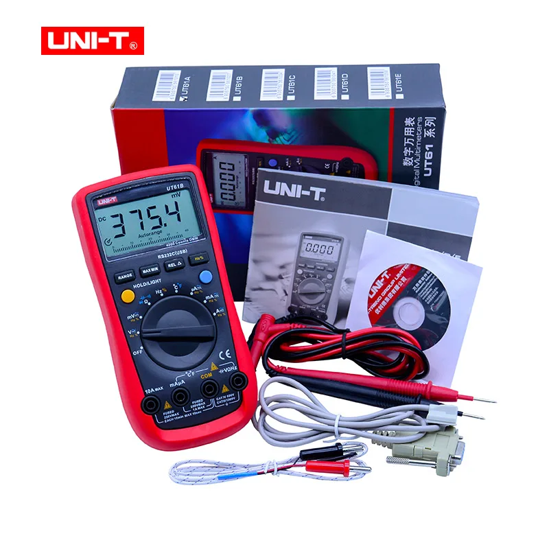 

UNI-T UT61B Auto/manual range Digital Multimeter 3999 Counts AC DC voltmeter ohmmeter temperature with diode buzzer continuity