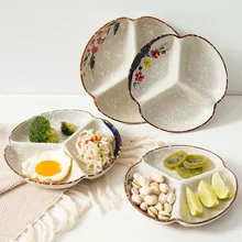 Дома подглазурная керамическая перегородка Творческий блюдо семьи посуда Завтрак лоток блюдо фрукты