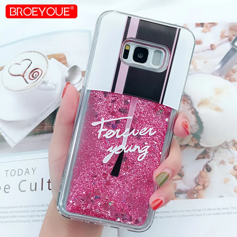 

Gril Pink Case For Samsung S8 Plus Silicone TPU Soft Thin Shockproof Back Case Glitter Liquid Luxury Case For Samsung S8 Plus
