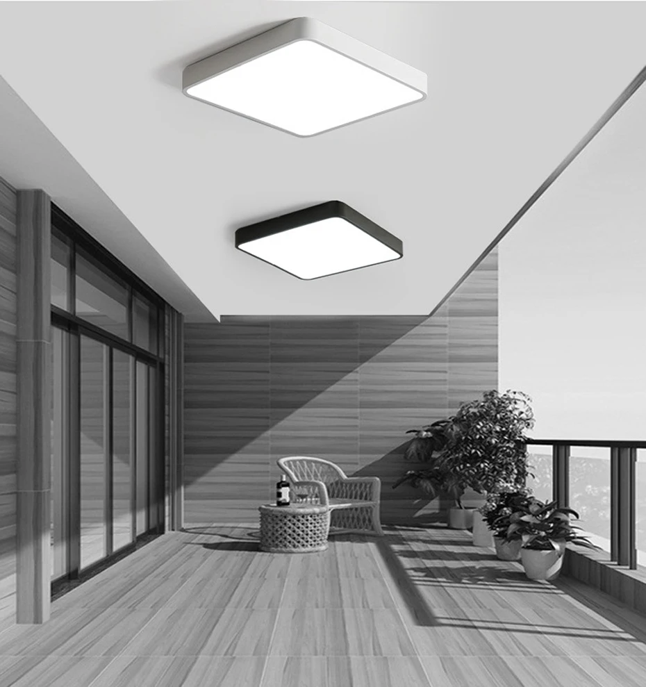 Lâmpada do Teto de Madeira Maciça para Sala de Estar Luz de Teto Montagem Criativa Flush Round Moderna Untra-fino 5cm Quadrado Quarto Foyer Led 4 Cheap Luzes de teto