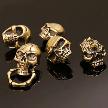 

5 Pcs Gothic Brass Skull Conchos Studs Screw Back Punk Rivets for Leather Craft Bag Wallet Garment Decor
