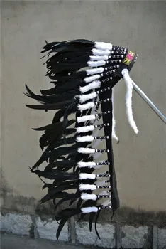 

Free Shipping 36inch full high black feather Headdress feather headpeice hat Costumes for party supply