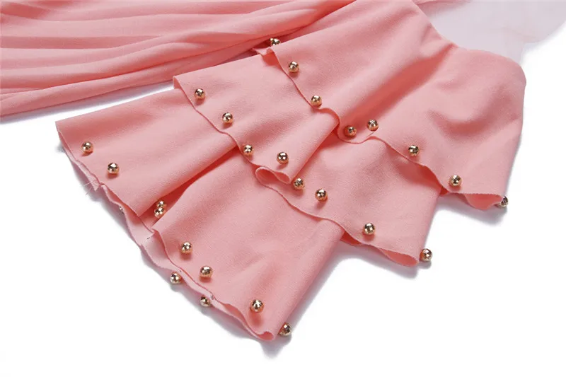 fashion pearls beading chiffon loose dress-3