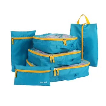 

5SETS / LOT Fashion Double Zipper Waterproof Nylon Unisex Luggage Travel Bags Packing Cubes Organizer Pouch Wholesale