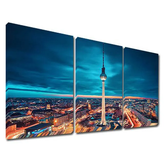 Moderne Art 16x24 Pouces X3 Photos Donnent Sur Berlin Bleu Ville
