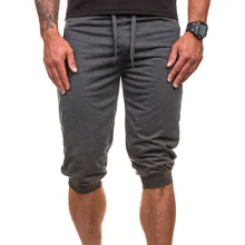 High quality Summer new men's Solid color close beam feet elastic Wait casual Joggers shorts men streetwear sweatpants