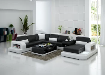 

Black u-shape living room furniture sectional sofa set G8007