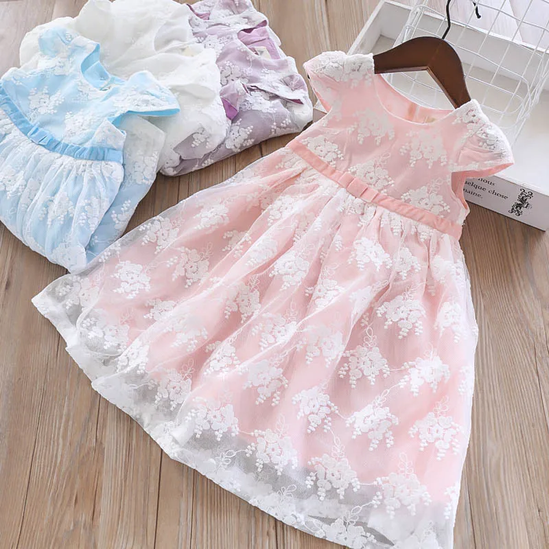 Летние белые кружевные платья принцессы для девочек; одежда для малышей; платье для свадьбы; детское праздничное платье; детская одежда