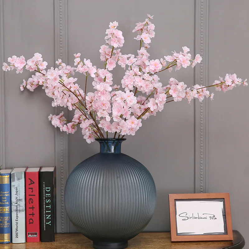 High-end romantic artificial cherry blossoms fake silk flower home wedding DIY decorative flower wall flower arrangement