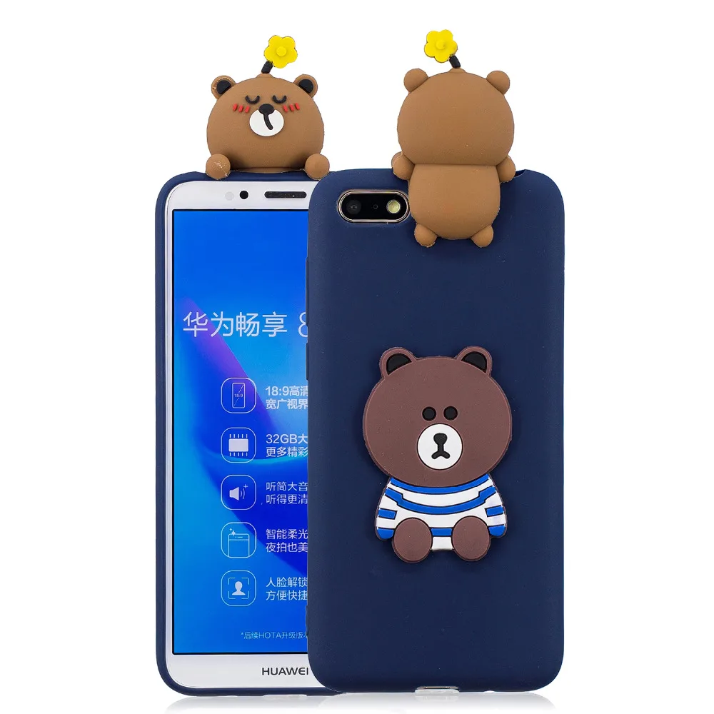 Y5 (2018) cubierta de silicona en la sFor Fundas Huawei Y5 primer 2018 Coque Huawei Y 5 Y5 2018 3D unicornio Panda teléfono casos