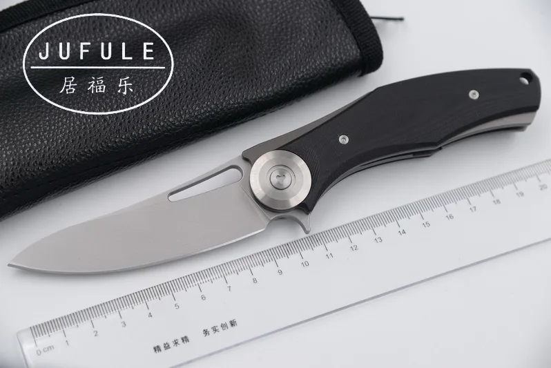 

JUFULE Made Dark folding bearing Flipper D2 blade G10 Steel handle outdoor survival hunting camping fruit EDC tool Kitchen knife