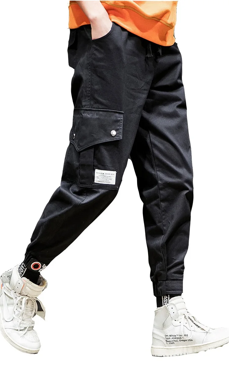 Grandwish/мужские хлопковые штаны-шаровары с боковыми карманами в стиле хип-хоп, повседневные мужские джоггеры, модные повседневные уличные