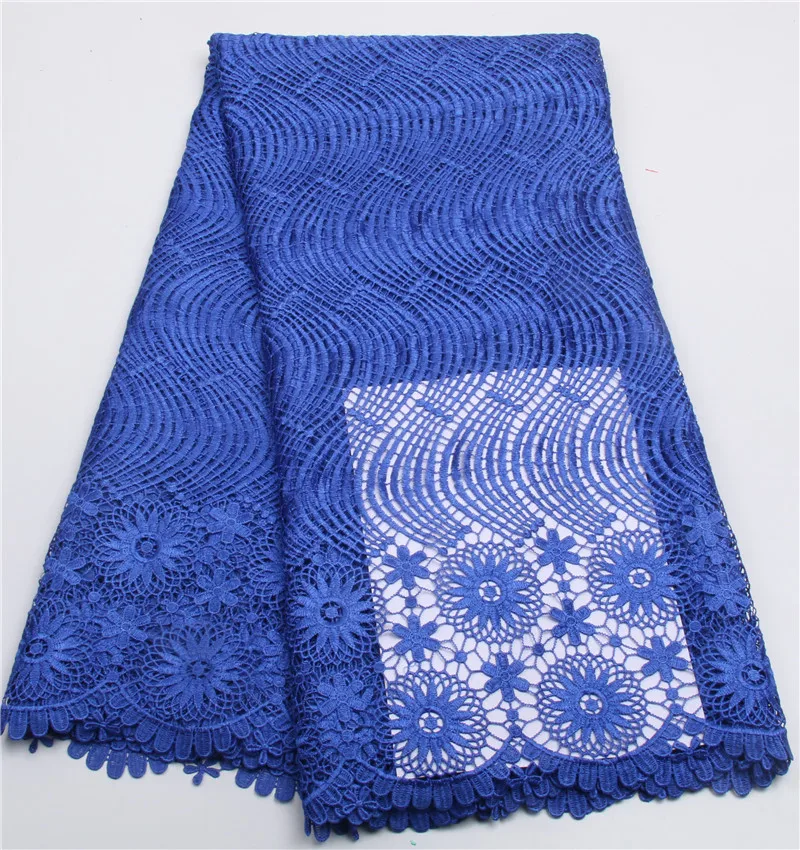 

High Quality African Chemical Lace Fabric Water Soluble Royal Blue Nigerian Guipure Wedding Dress African Lace Fabrics NA205B