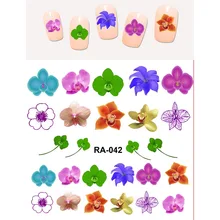 UPRETTEGO дизайн ногтей Красота воды Наклейка слайдер наклейки на ногти цветок витиеватая Орхидея фиолетовый розовый лепесток RA037-042
