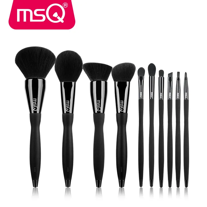 MSQ набор кистей для макияжа 10 шт. косметический медный наконечник с полимерной ручкой из искусственной кожи цилиндрические Румяна Тени для век макияж - Handle Color: ST10B
