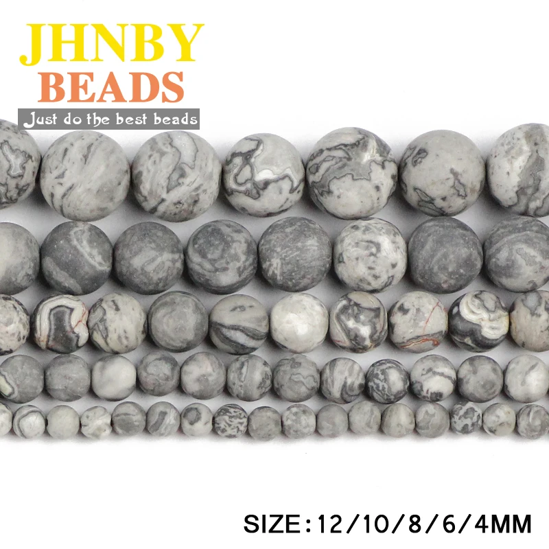 

JHNBY Matte Map stone High quality Natural Stone Round Loose beads ball 4/6/8/10/12MM Jewelry bracelet making accessories DIY