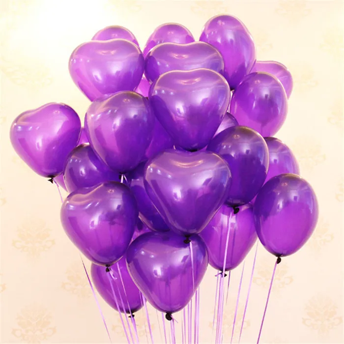 5 шт 10 дюймов 2,2 г голубой жемчуг латексный шар сердце воздушный шар надувные свадебные шары детский день рождения украшение шар - Цвет: B3 Purple Heart